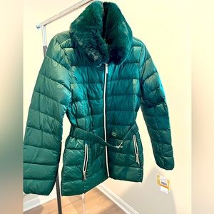 NWT Dark Emerald Green Michael Kors Puffer Jacket Sz Small